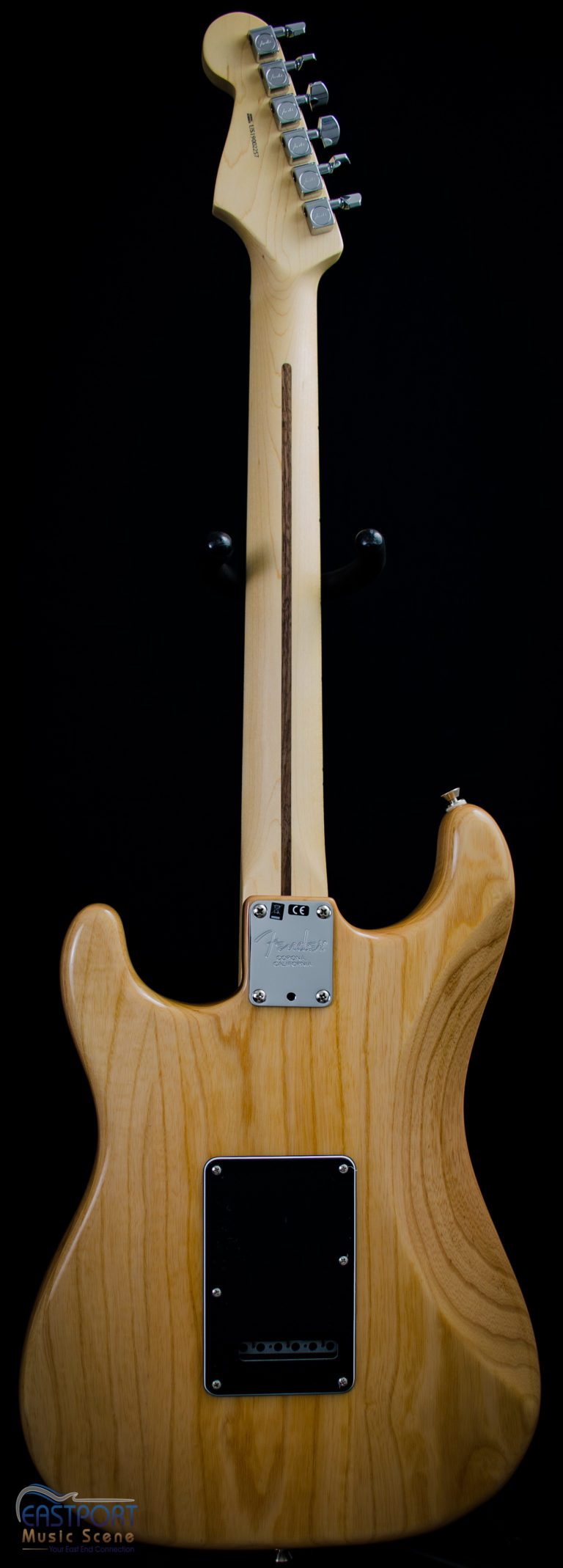 A close up of the back end of an electric guitar