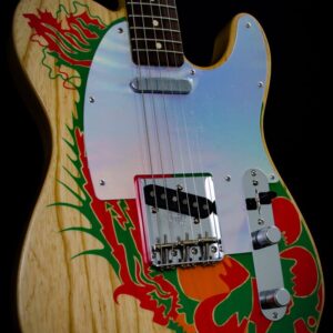 A guitar with some colorful designs on it