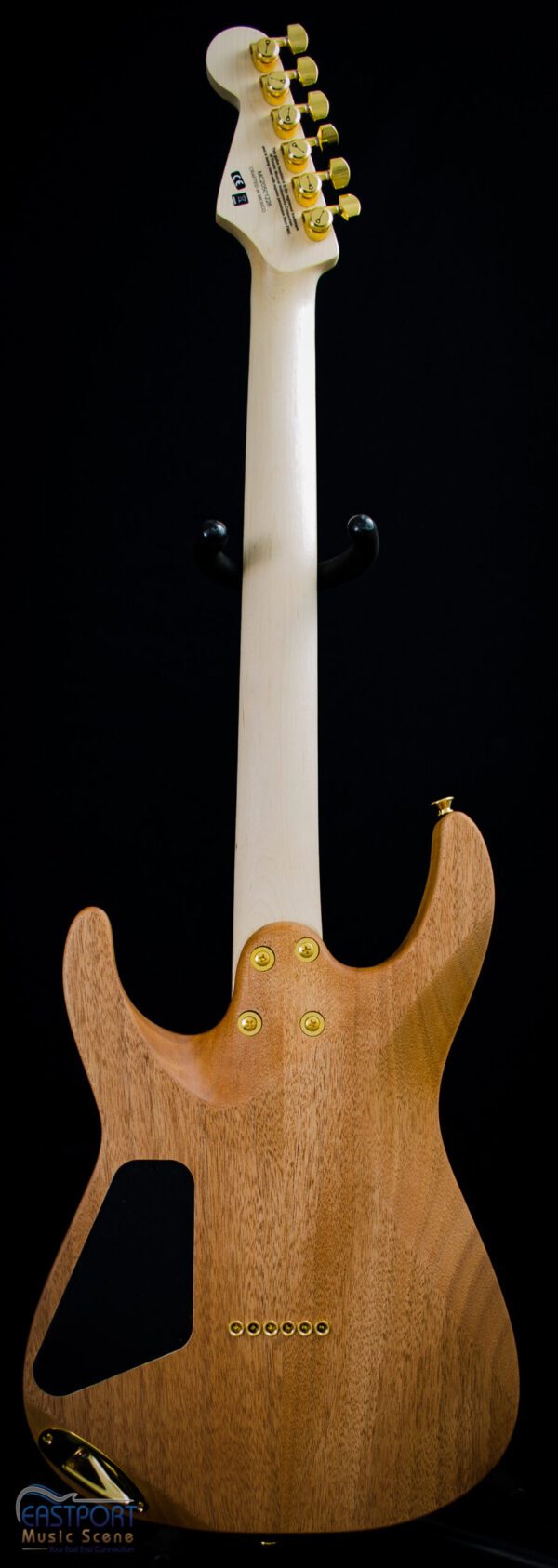 A guitar with the neck and head of it.